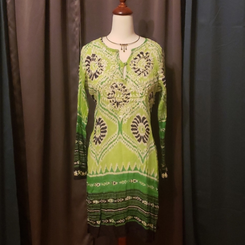 Beautiful Green & Black Embroidered Tunic